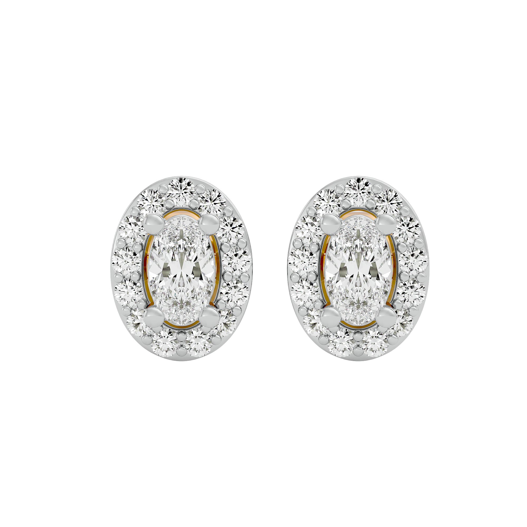 0.5 ct Oval halo studs - Basket setting