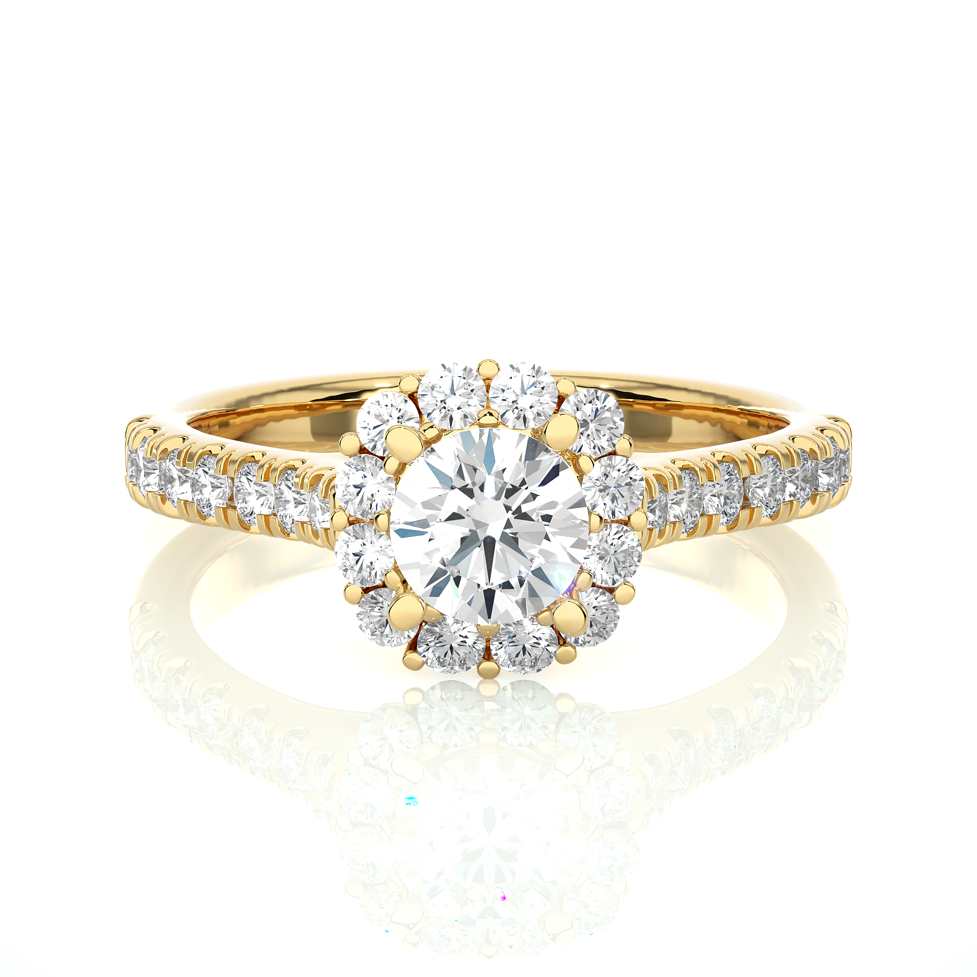 Halo Cascade Ring - 0.6 ct round