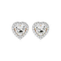 2 ct Heart halo studs - Basket setting