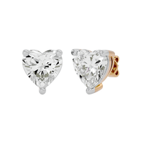 1 ct Heart studs - Basket setting