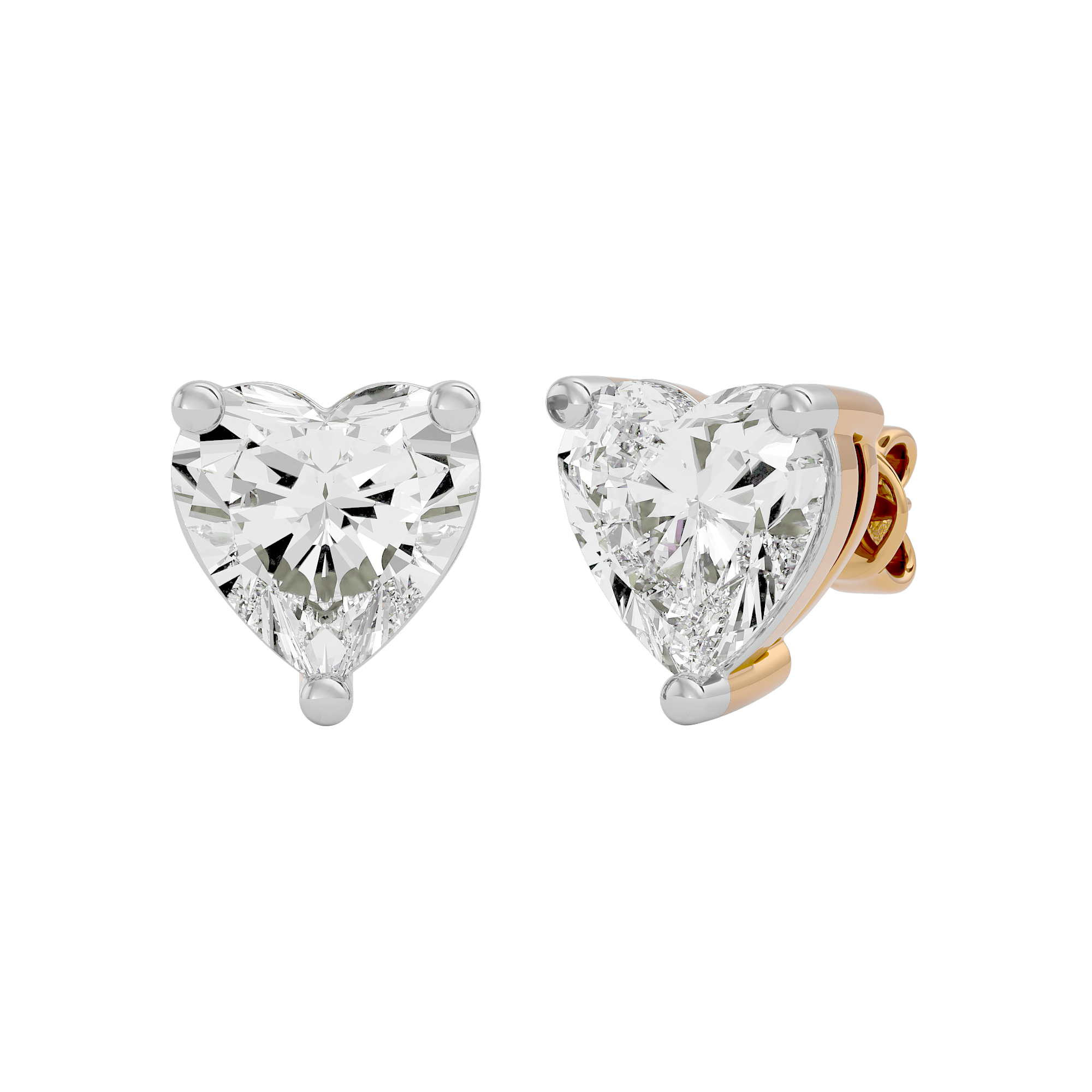 1 ct Heart studs - Basket setting