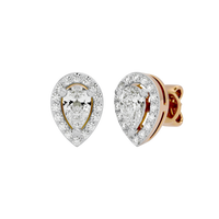0.5 ct Pear halo studs - Basket Setting