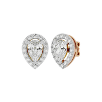Pear Halo Studs - Basket Setting