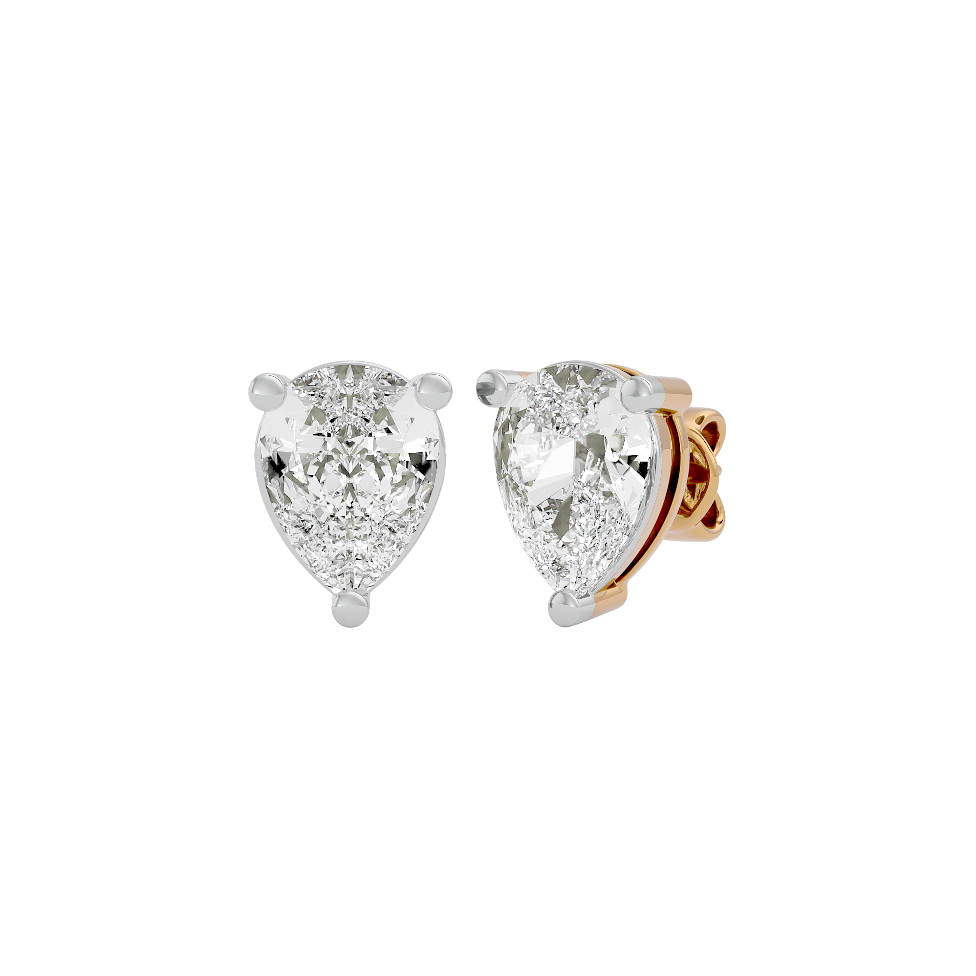 4 ct Pear studs - Basket setting