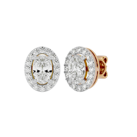Oval Halo Studs - Basket Setting