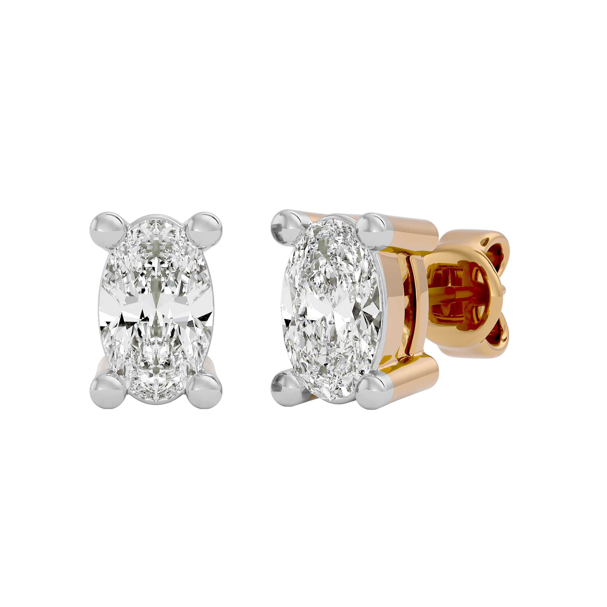 0.5 cts Oval studs - Basket Setting