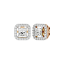 1 ct Princess studs with square halo - Basket setting
