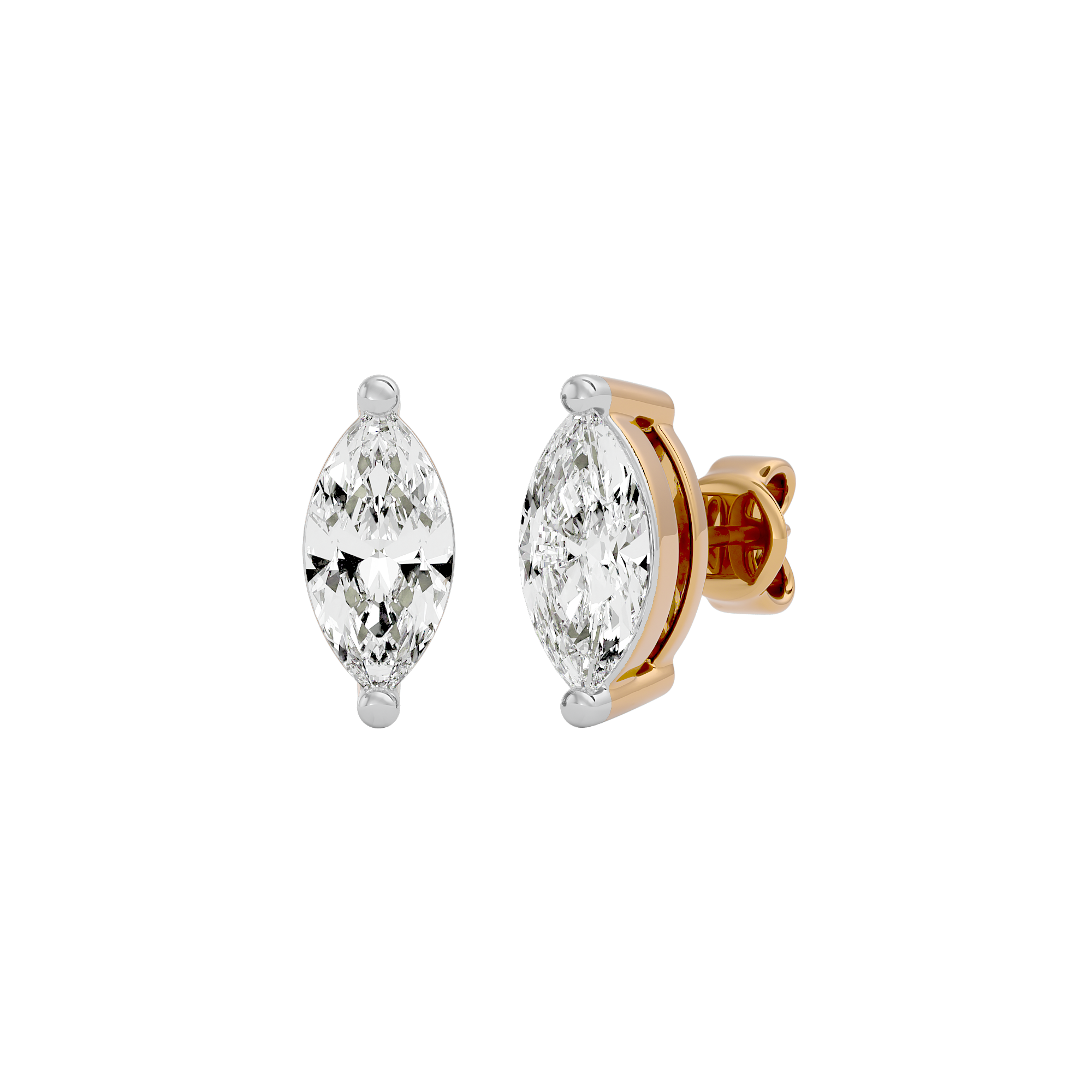 0.5 ct Marquise studs - Basket Setting