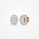 0.6 ct Oval studs with halo - Basket setting