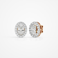 0.6 ct Oval studs with halo - Basket setting
