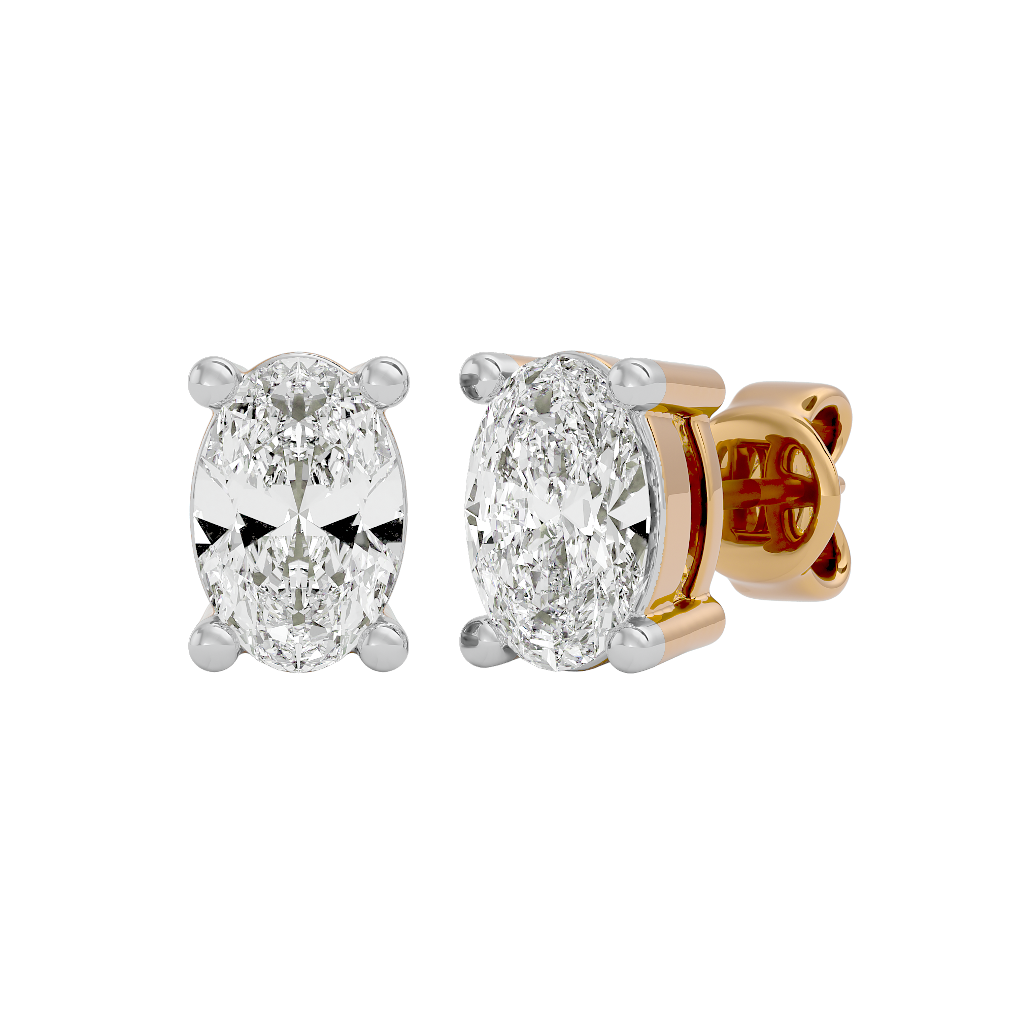 1 ct Oval studs - Basket setting