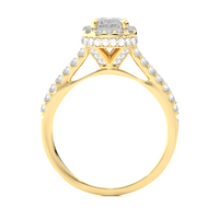 Emerald Halo Ring - 0.8 ct emerald diamond