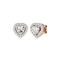 0.5 ct Heart halo studs - Basket Setting
