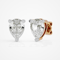 1 ct Pear Studs - Basket setting