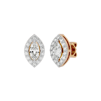 0.5 ct Marquise halo studs - Basket setting