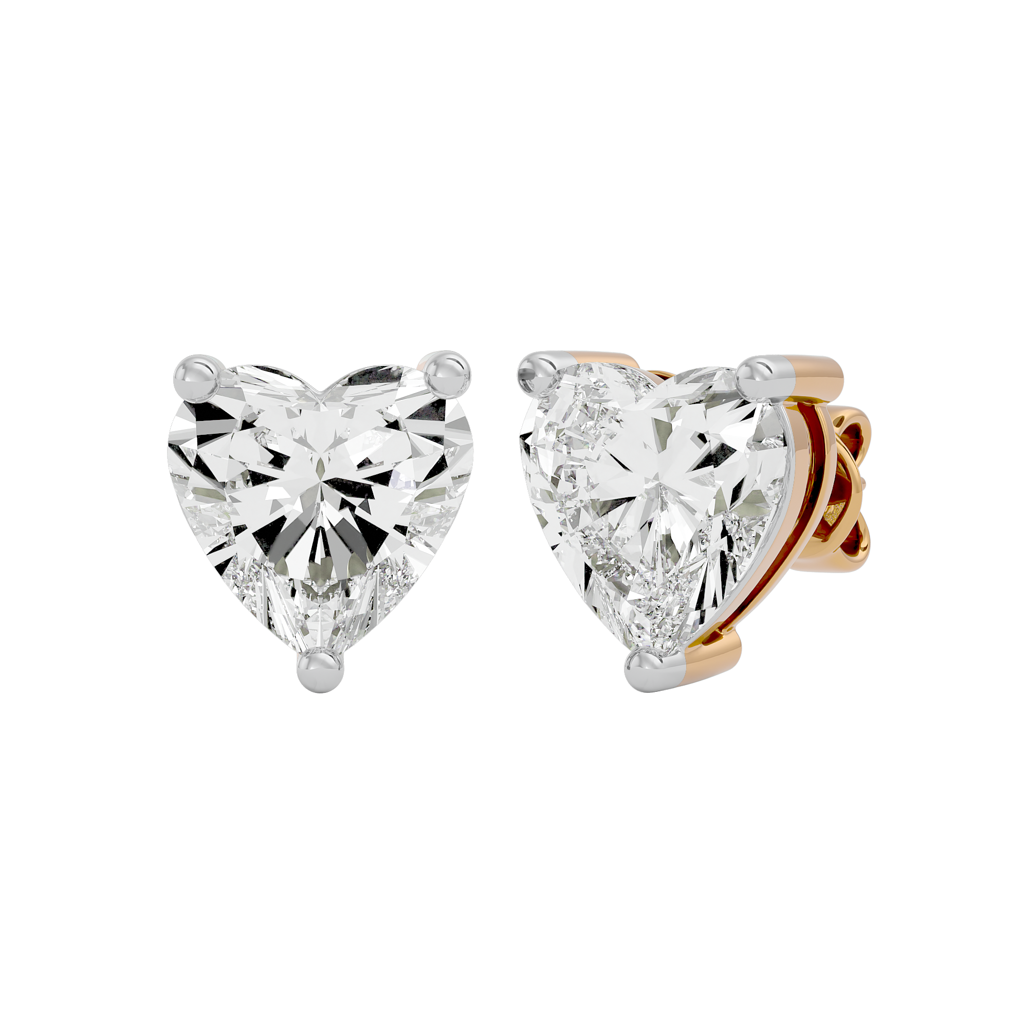 4 ct Heart studs - Basket setting