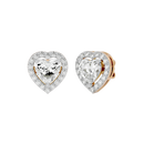 2 ct Heart halo studs - Basket setting