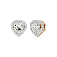 2 ct Heart halo studs - Basket setting