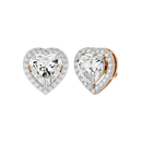 4 ct Heart halo studs - Basket setting