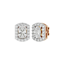 0.6 ct Oval studs with square halo - Basket setting