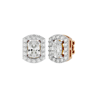 0.6 ct Oval studs with square halo - Basket setting
