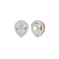 4 ct Pear halo studs - Basket setting
