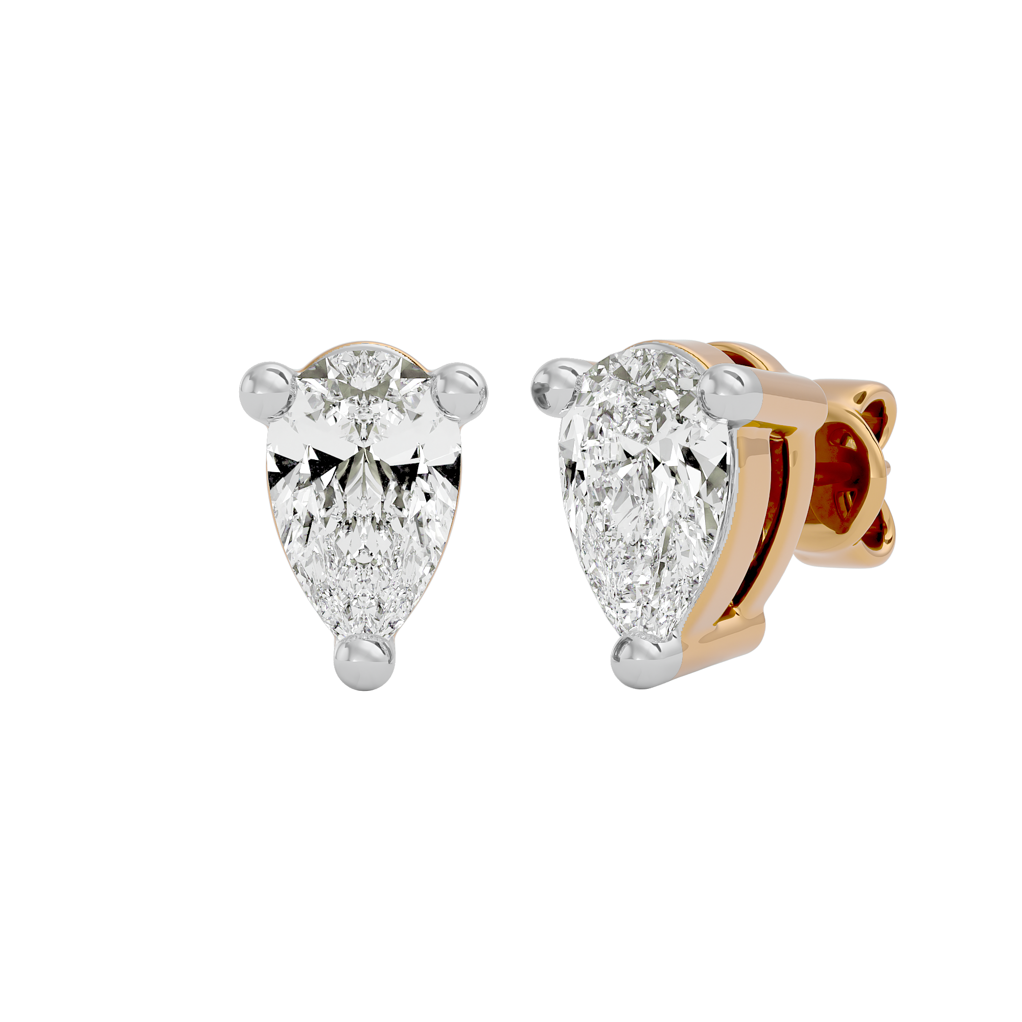0.5 ct Pear studs - Basket setting