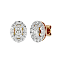 0.5 ct Oval halo studs - Basket setting
