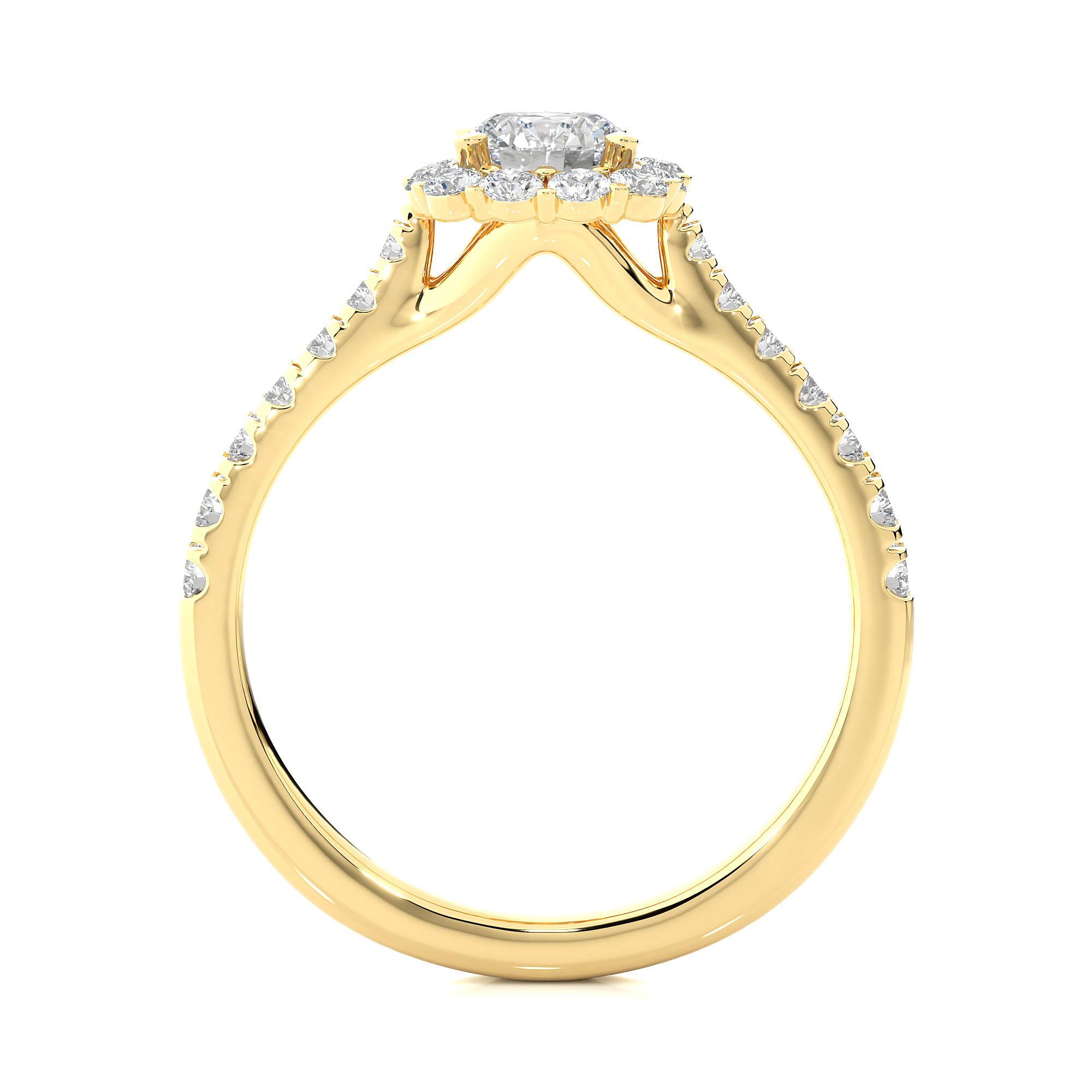 Halo Cascade Ring - 0.6 ct round