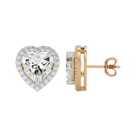 4 ct Heart halo studs - Basket setting