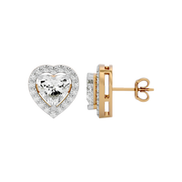 2 ct Heart halo studs - Basket setting