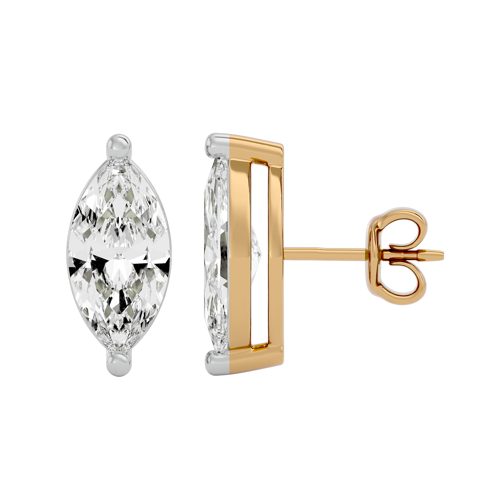 2 ct Marquise studs - Basket setting