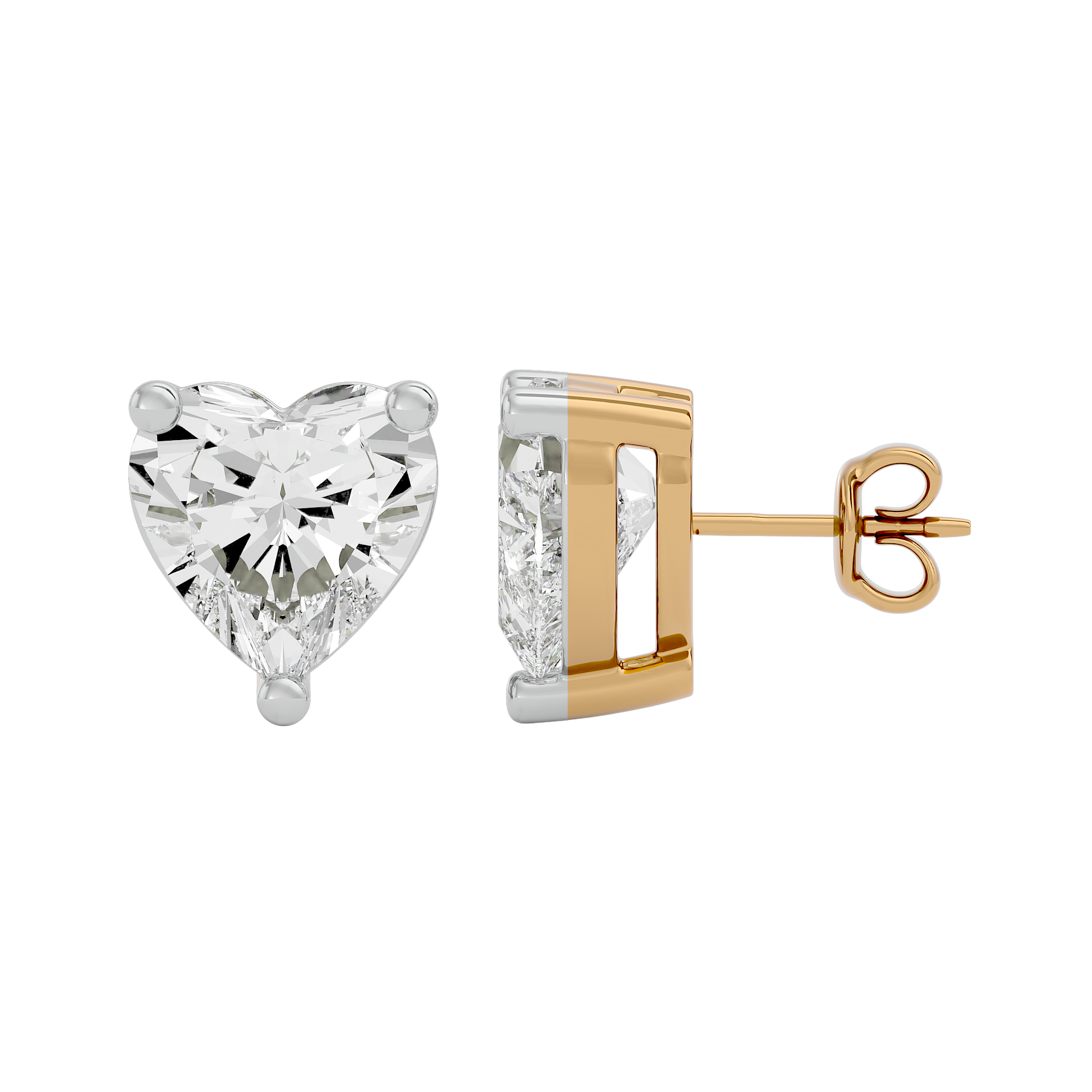 1 ct Heart studs - Basket setting