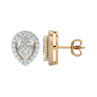 2 ct Pear halo studs - Basket setting
