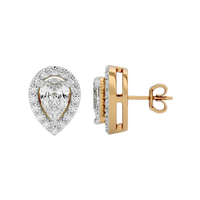 Pear Halo Studs - Basket Setting