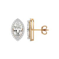 4 ct Marquise halo studs - Basket setting