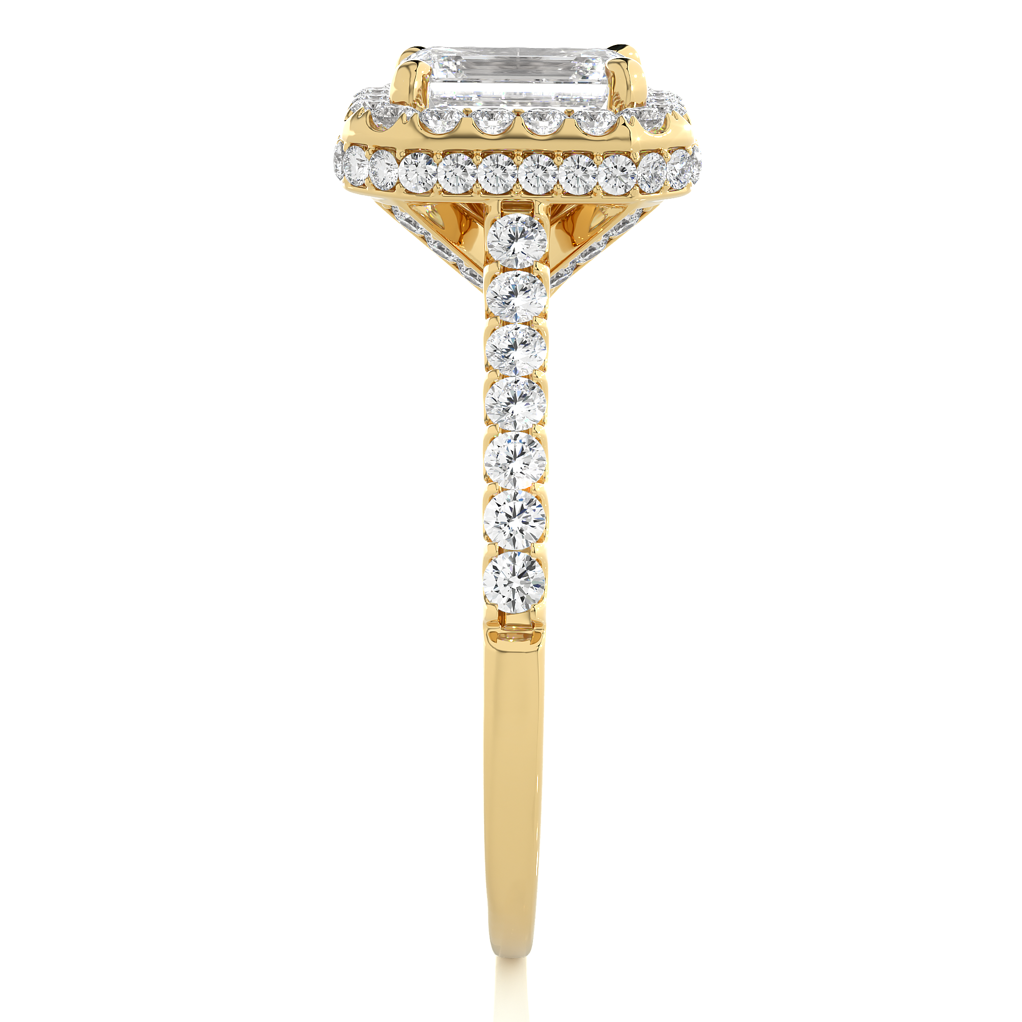 Emerald Halo Ring - 0.8 ct emerald diamond