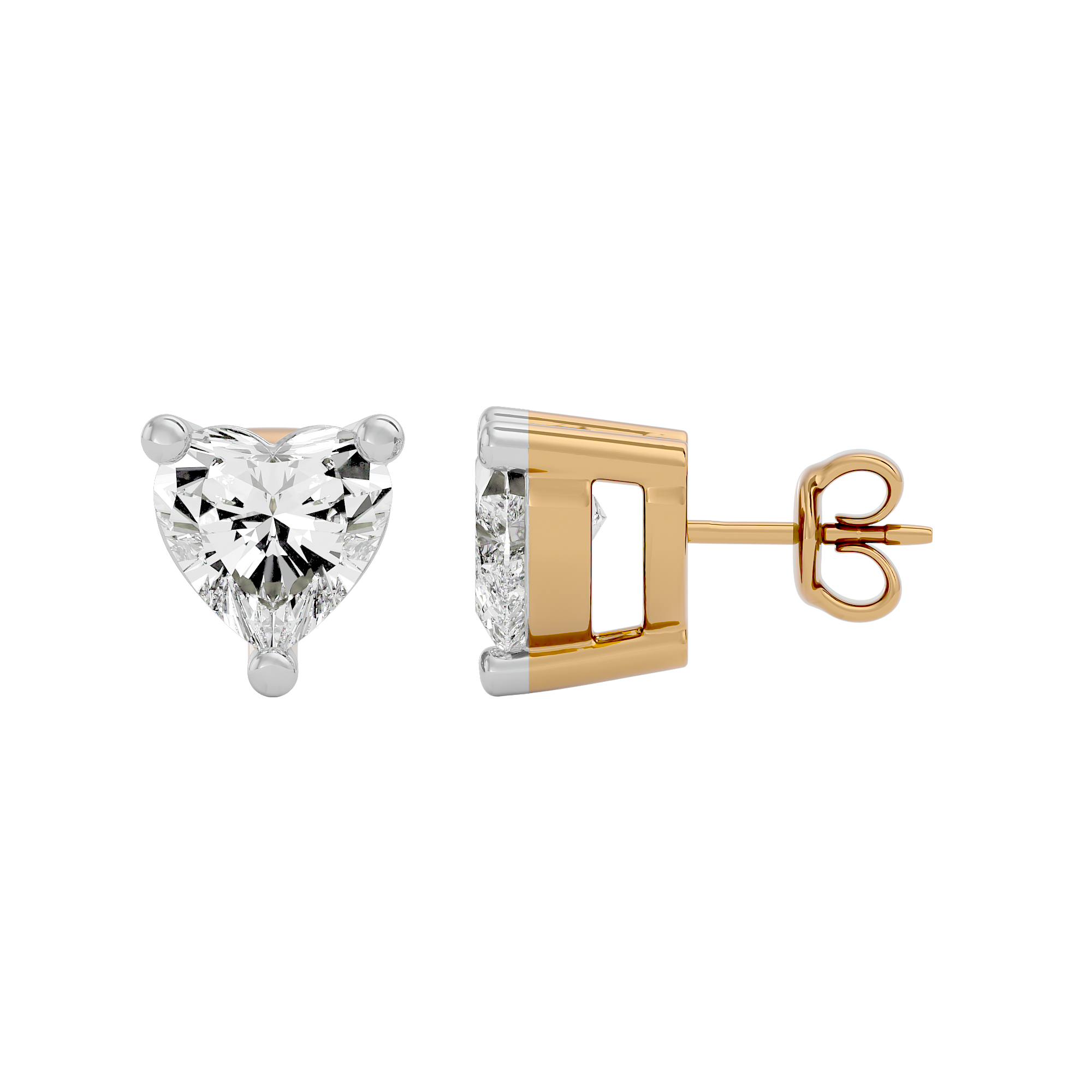 0.5 ct Heart studs - Basket setting
