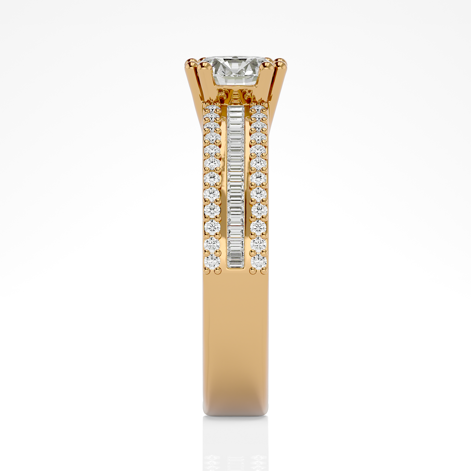 Round with baguettes - 1.5 ct round