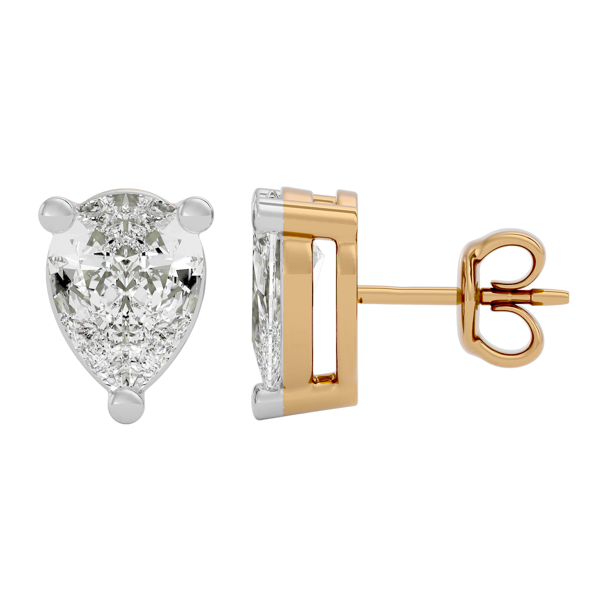 2 ct Pear Studs - Basket setting