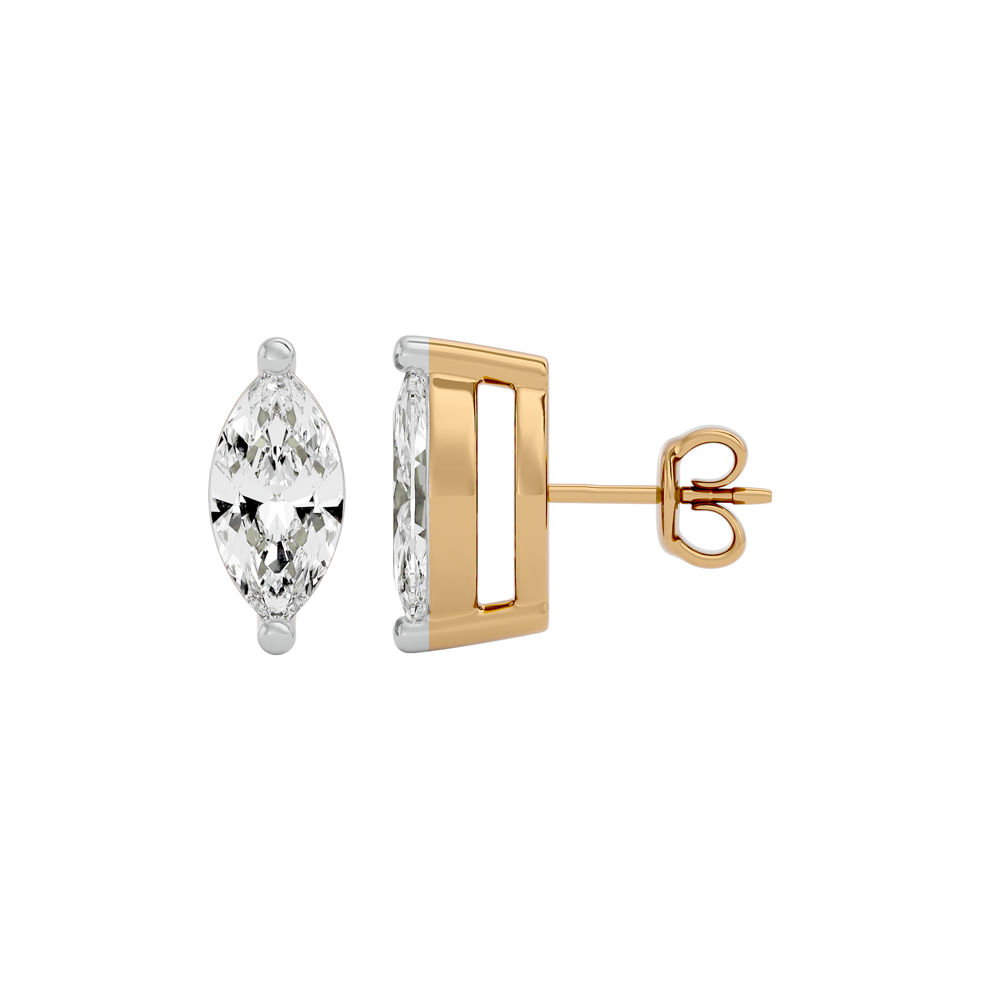 0.5 ct Marquise studs - Basket Setting