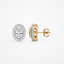 0.6 ct Oval studs with halo - Basket setting