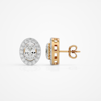 0.6 ct Oval studs with halo - Basket setting