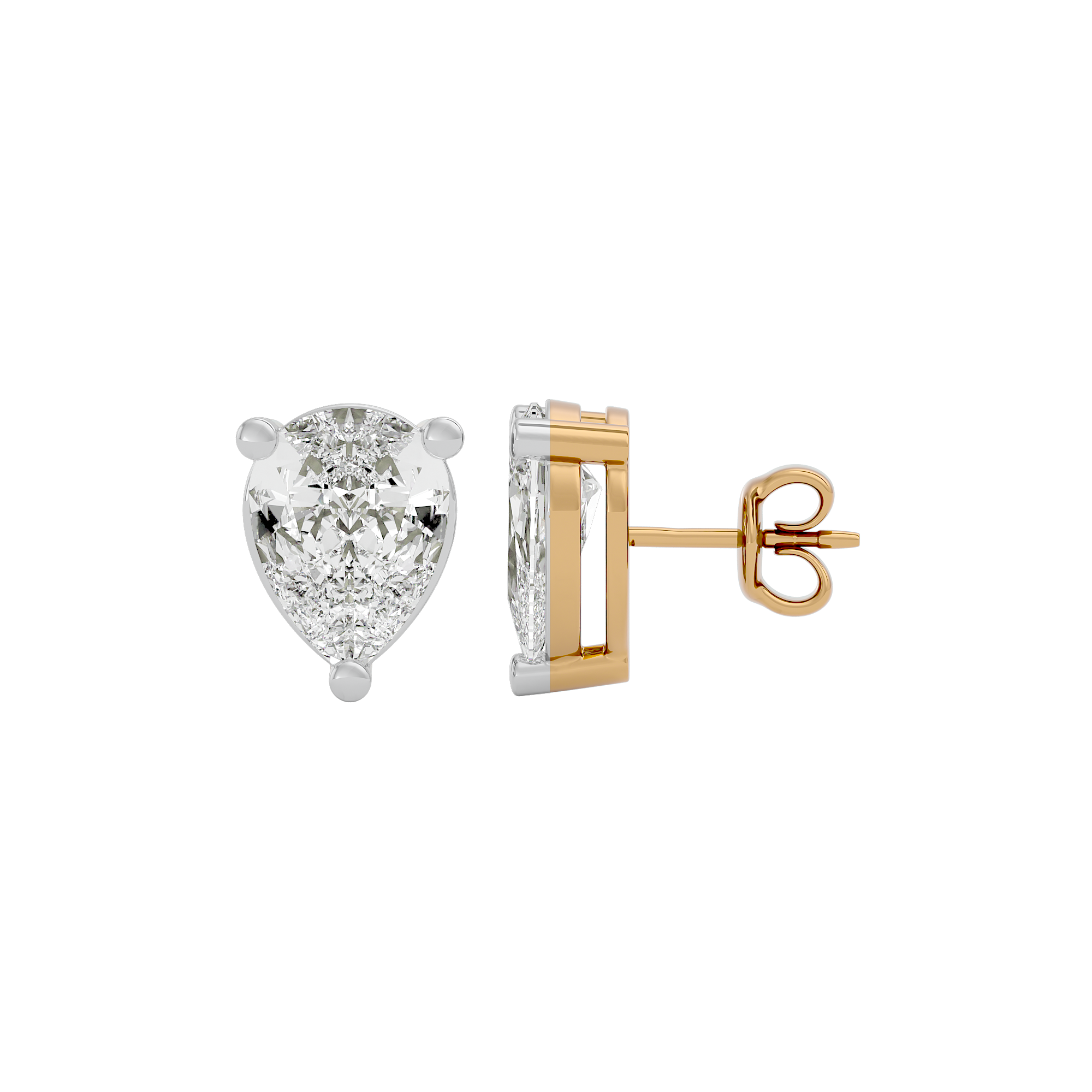 4 ct Pear studs - Basket setting