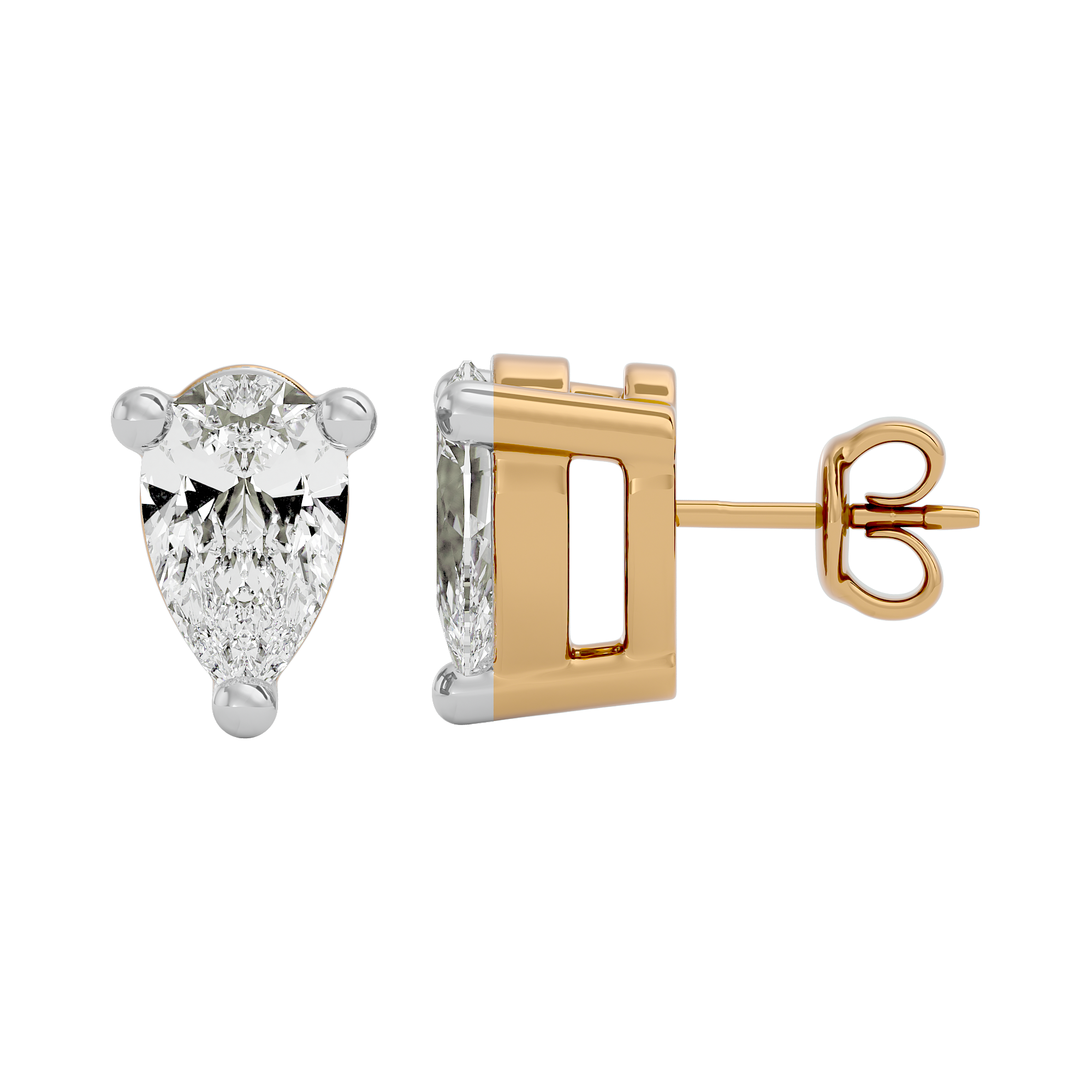 0.5 ct Pear studs - Basket setting