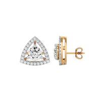 1.5 ct Round studs with triangle halo - Basket setting