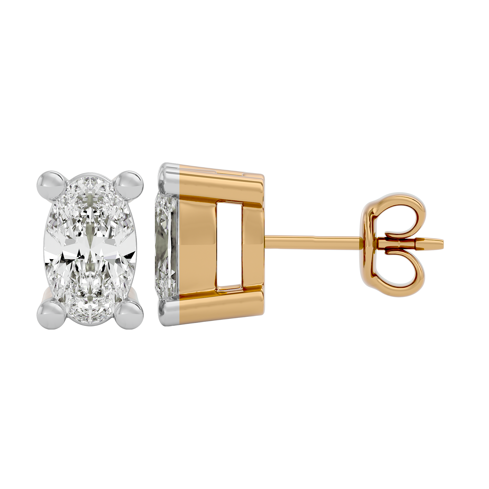 0.5 cts Oval studs - Basket Setting