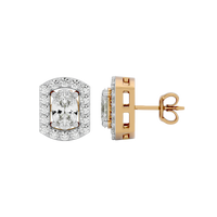0.6 ct Oval studs with square halo - Basket setting