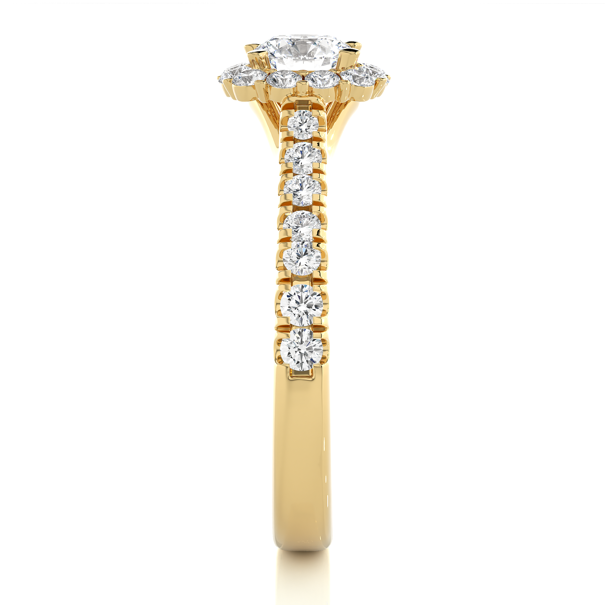 Halo Cascade Ring - 0.6 ct round