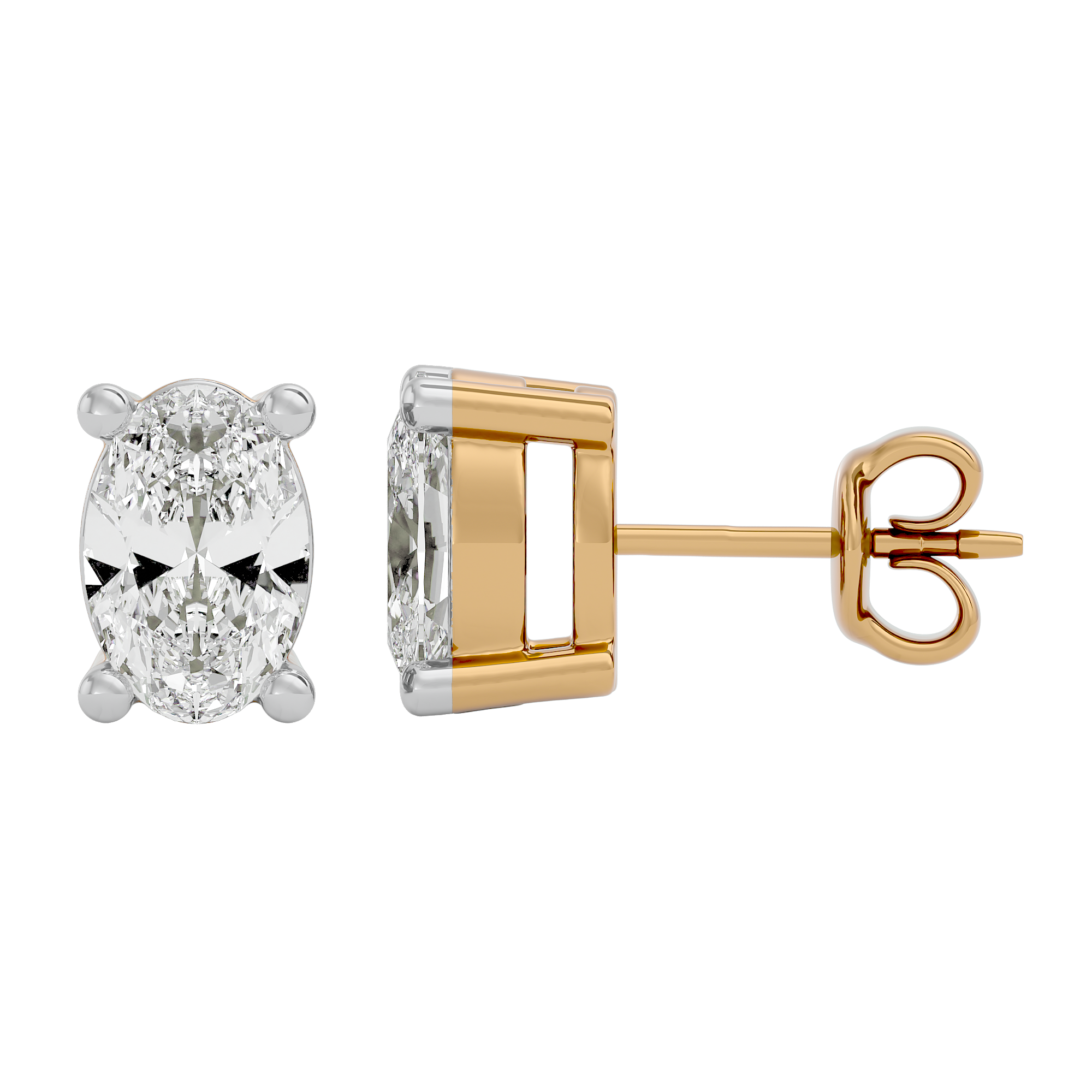 1 ct Oval studs - Basket setting